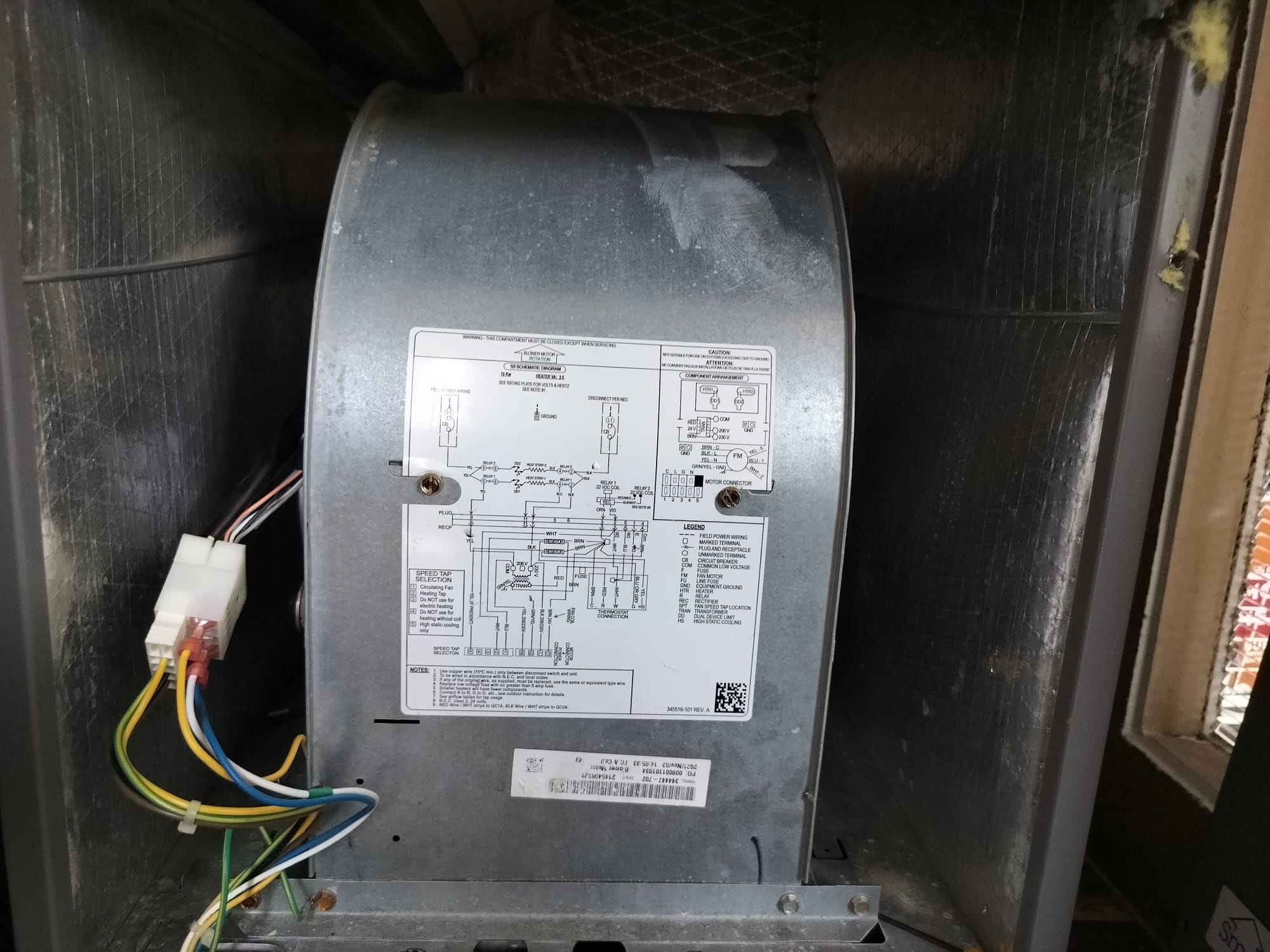 Interior view of the blower motor assembly
