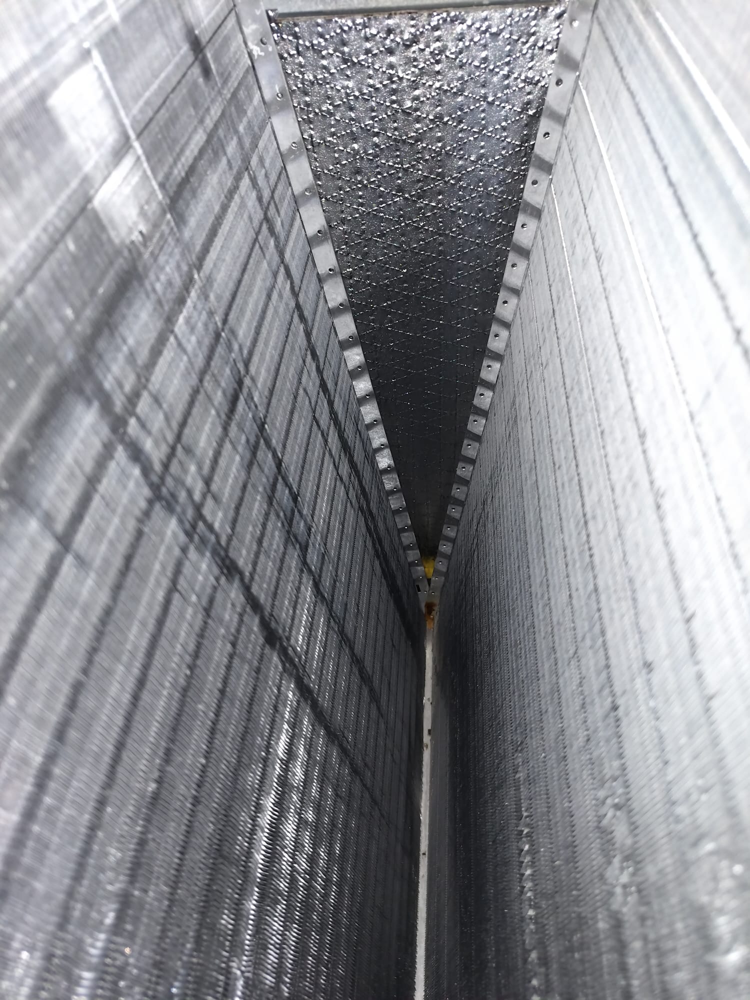 Interior view of a well-maintained HVAC coil section