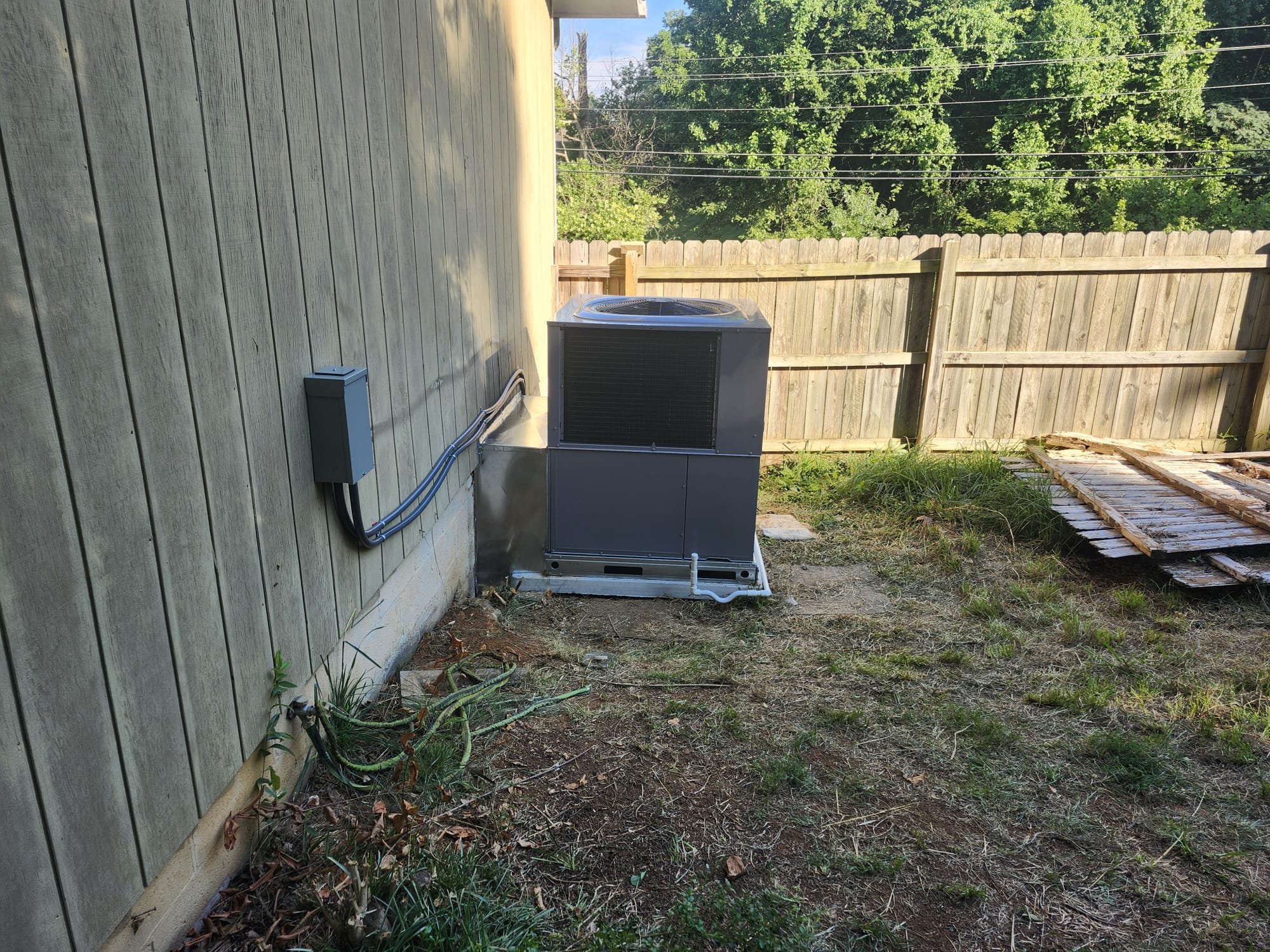 HVAC unit with neatly arranged wiring