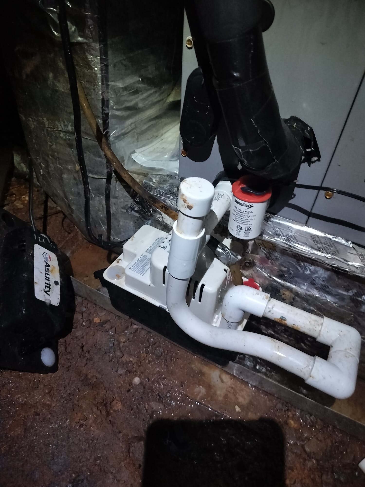 New condensate pump installation, ready to keep drains clear