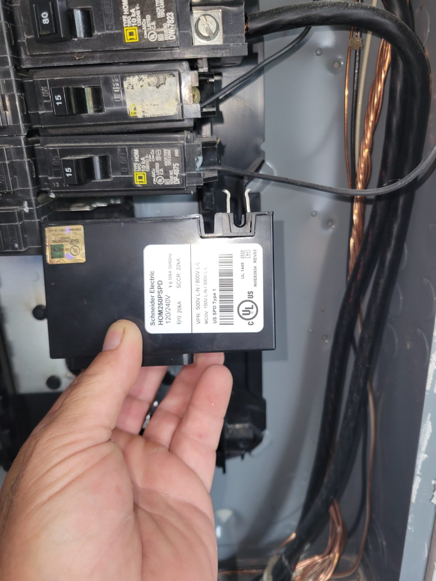 Surge Protector Installed in Panel