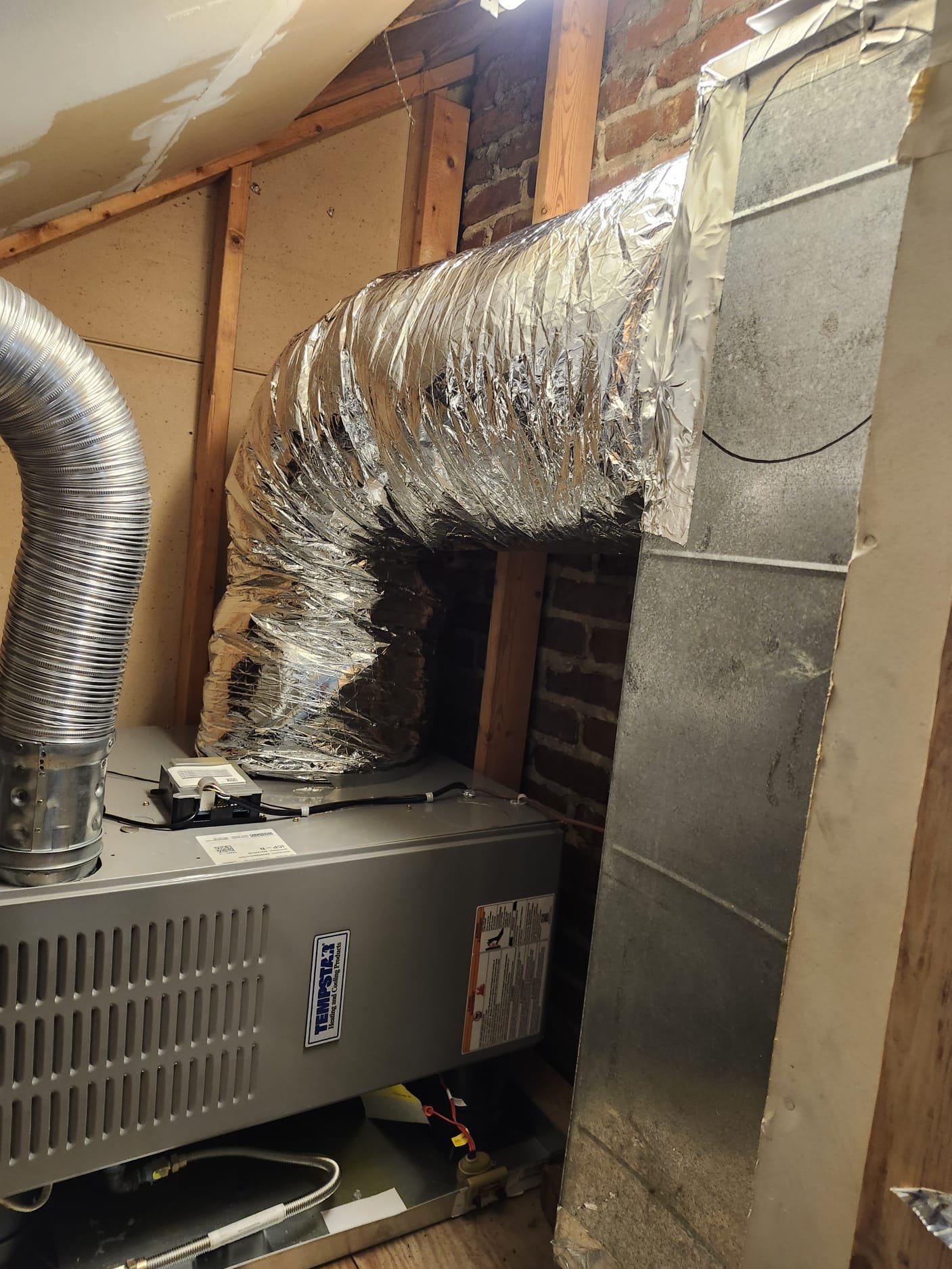 Fresh HVAC installation in attic space