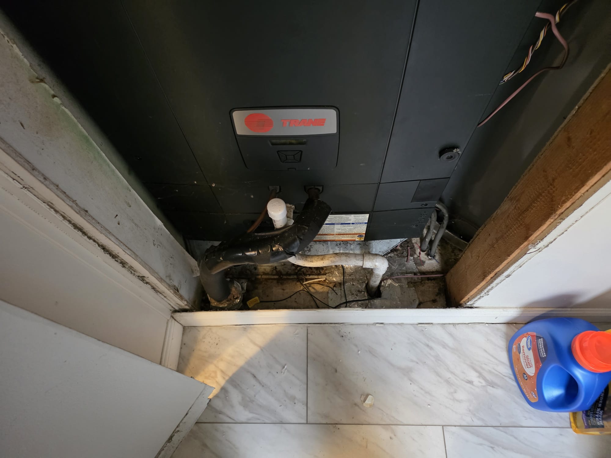 New Trane air handler installed in the utility closet for improved airflow.