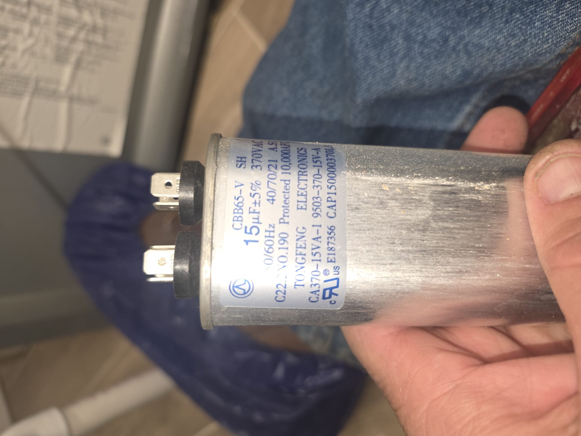 New run capacitor ready for installation