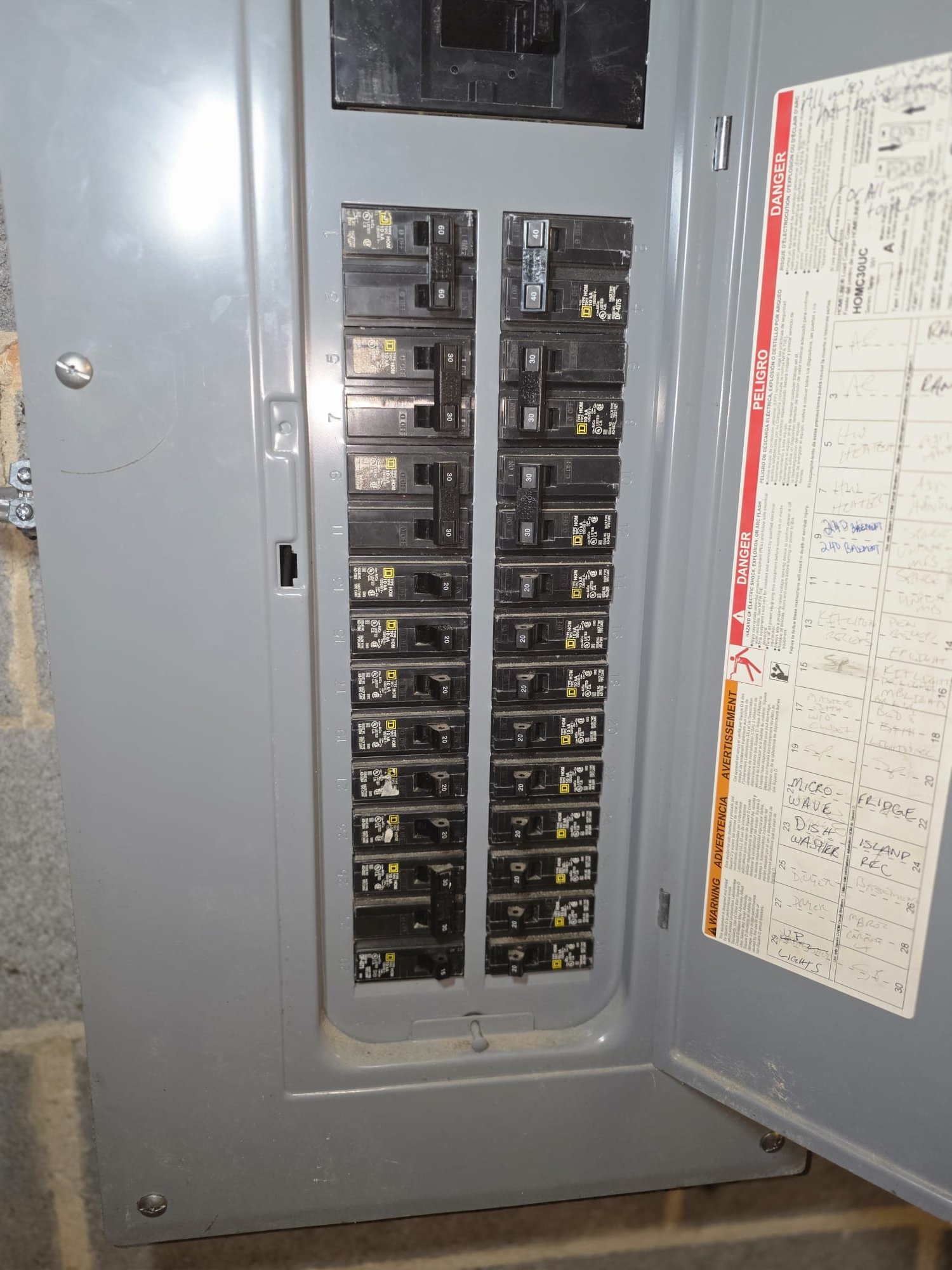 Well-organized circuit breaker panel after service