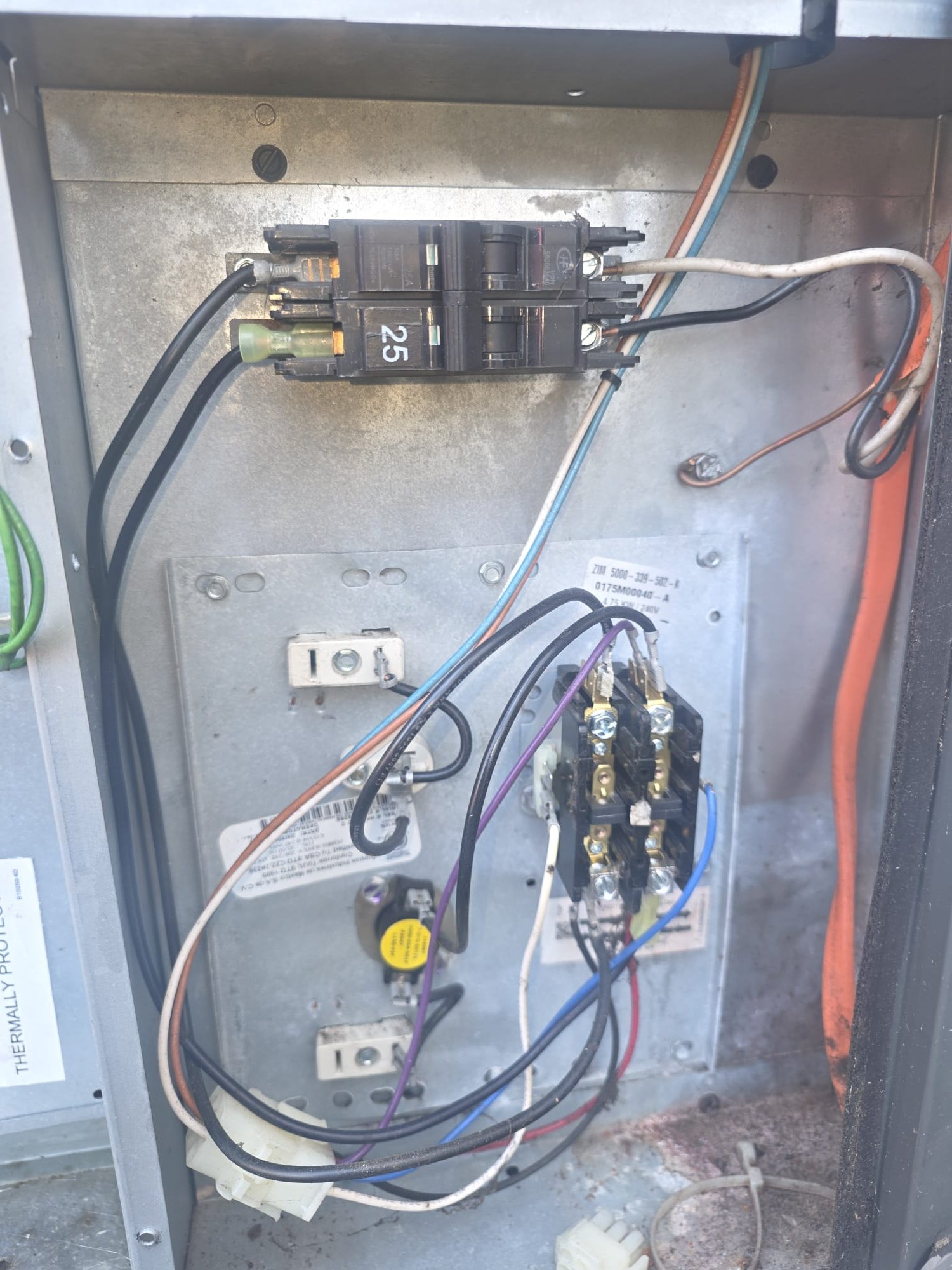 Newly organized HVAC electrical control panel after service