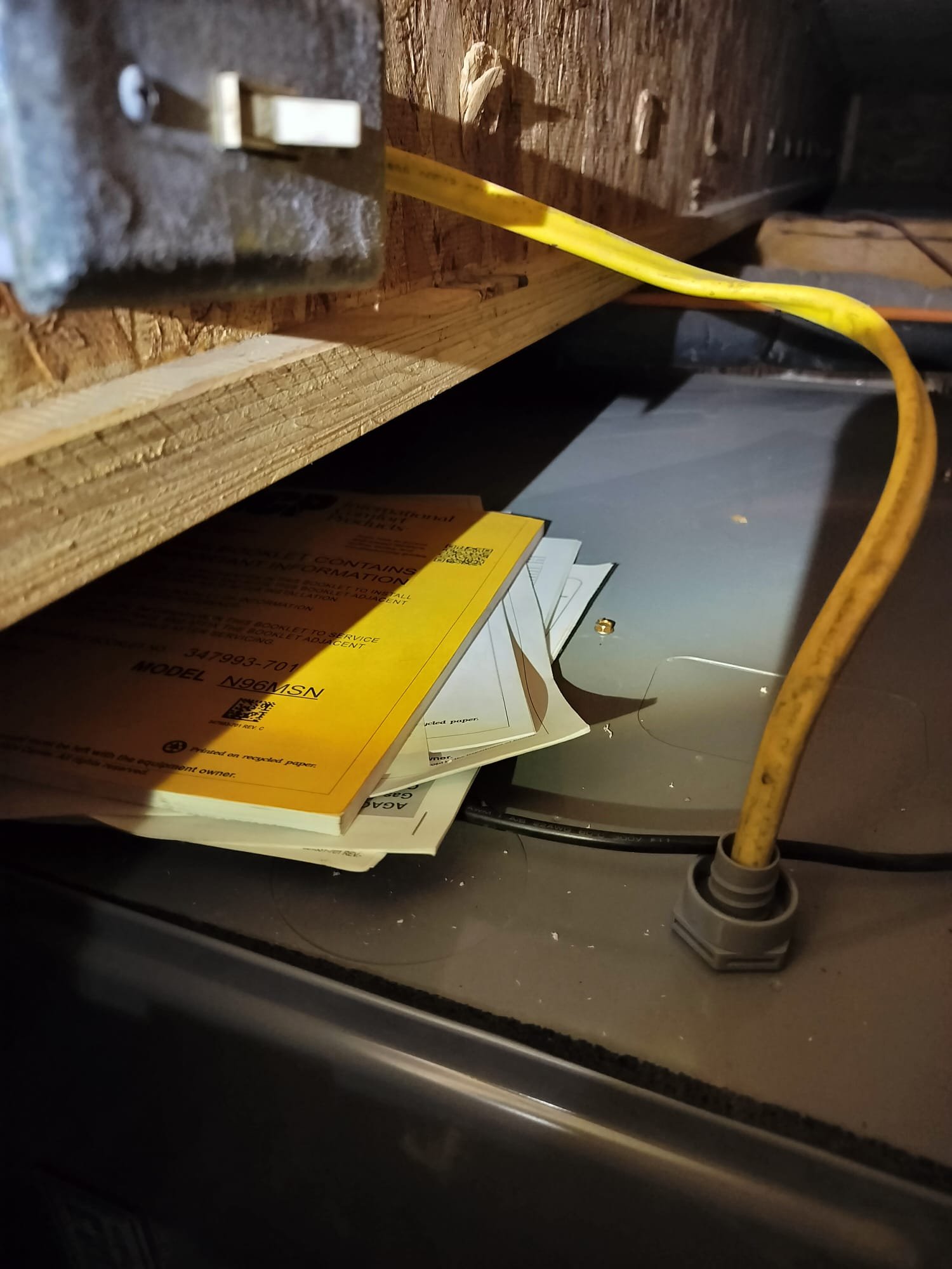 HVAC unit with manuals after installation