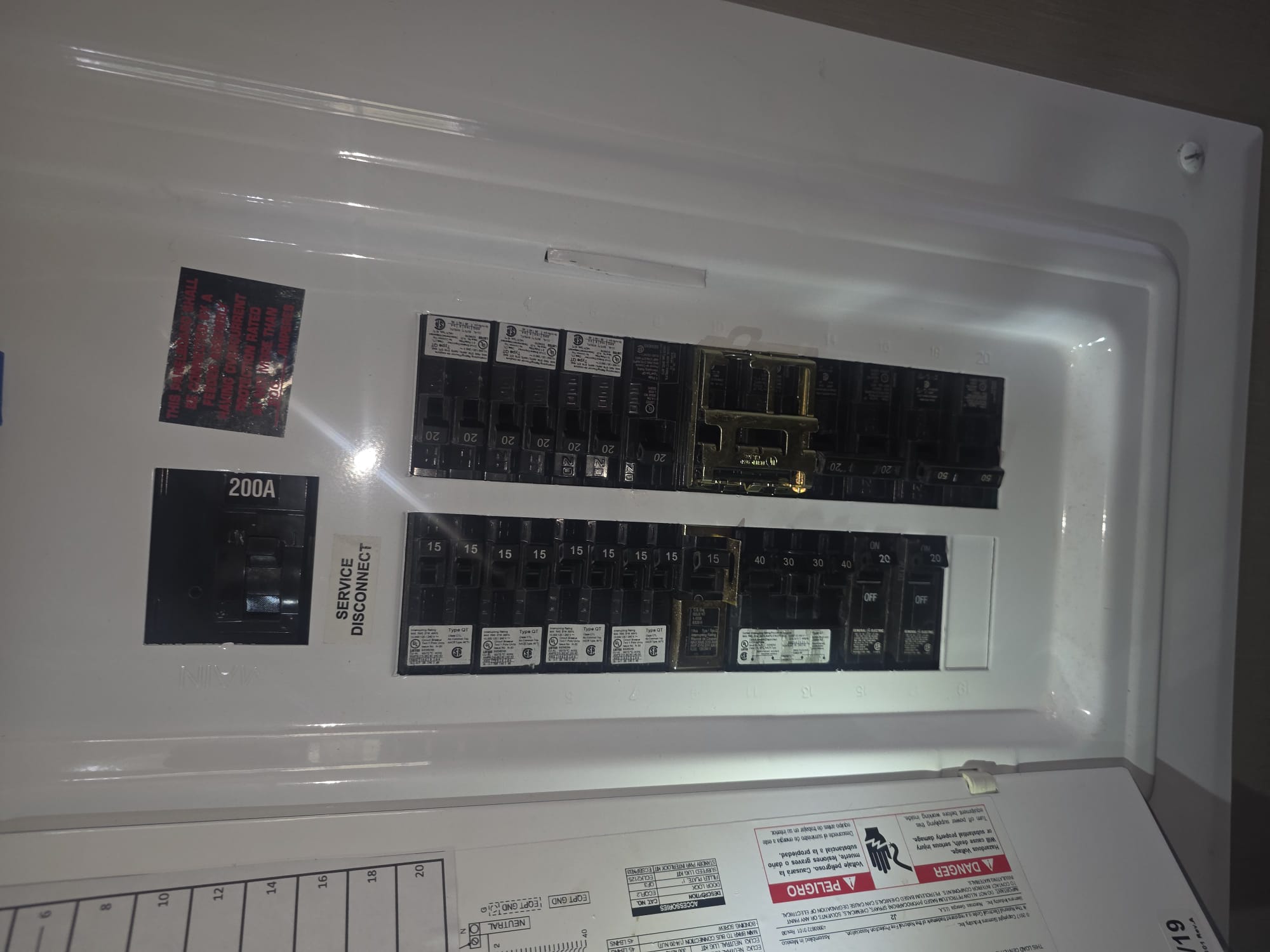 Indoor breaker panel that may supply HVAC equipment