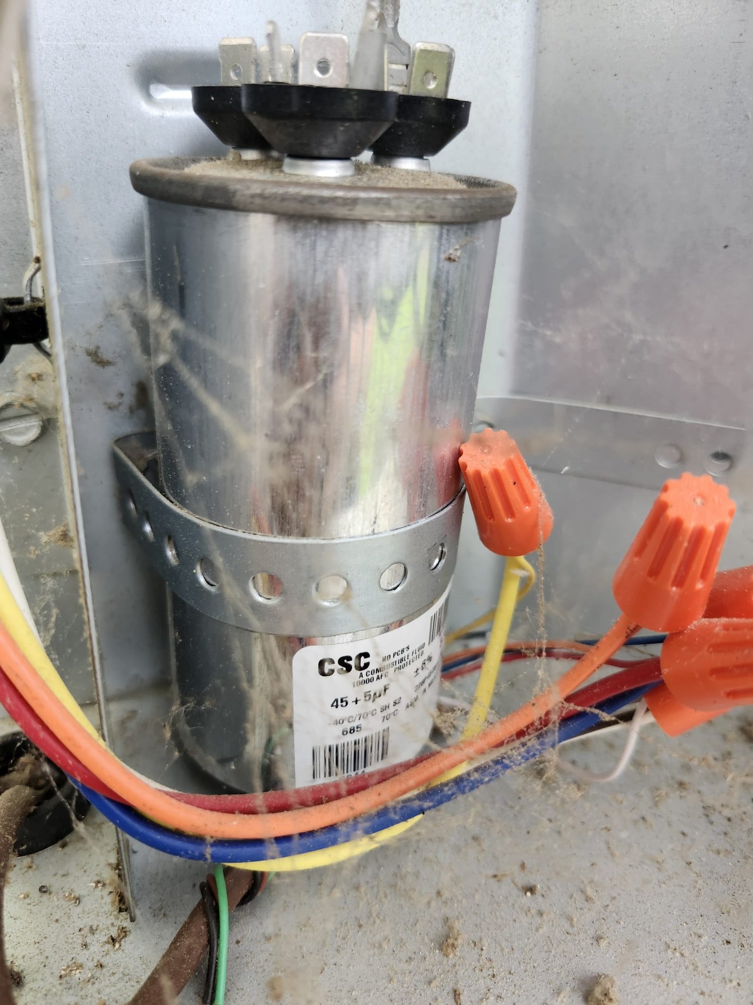 Outdoor HVAC electrical compartment during service