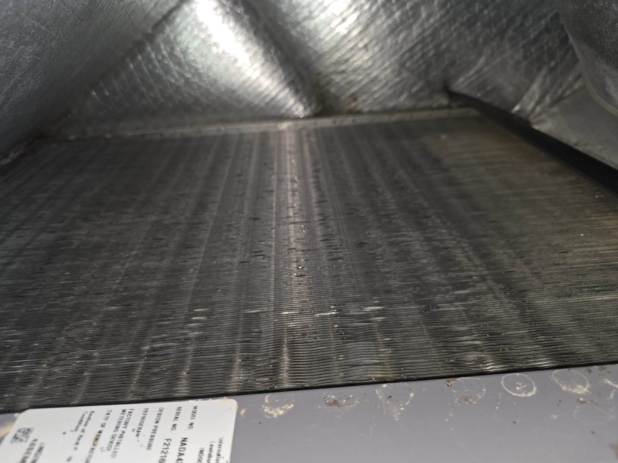 Dirty indoor HVAC coil before service