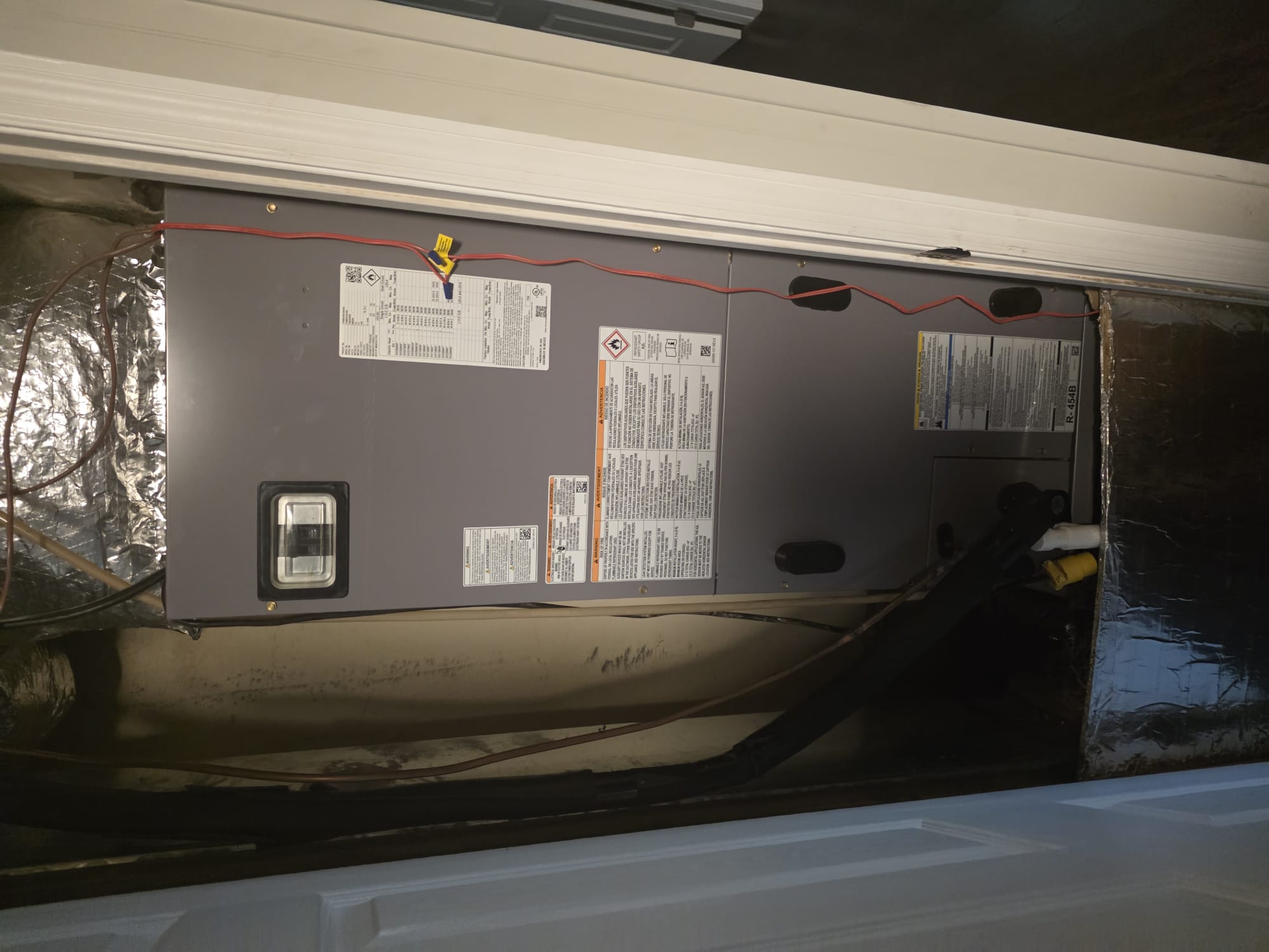 New indoor air handler with service labels
